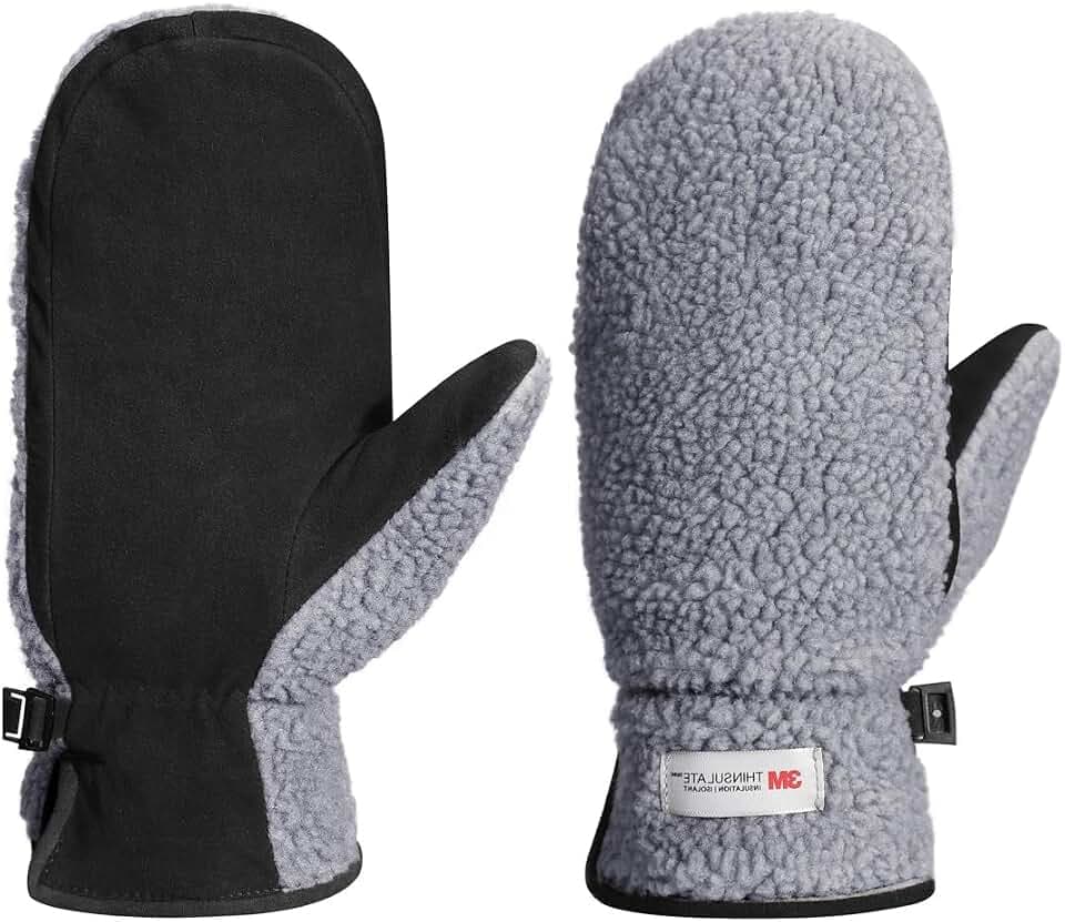 Harssidanzar Damen Winter Lederhandschuhe Outdoor Warm gefüttert Skifahren Fäustlinge SL020EU
