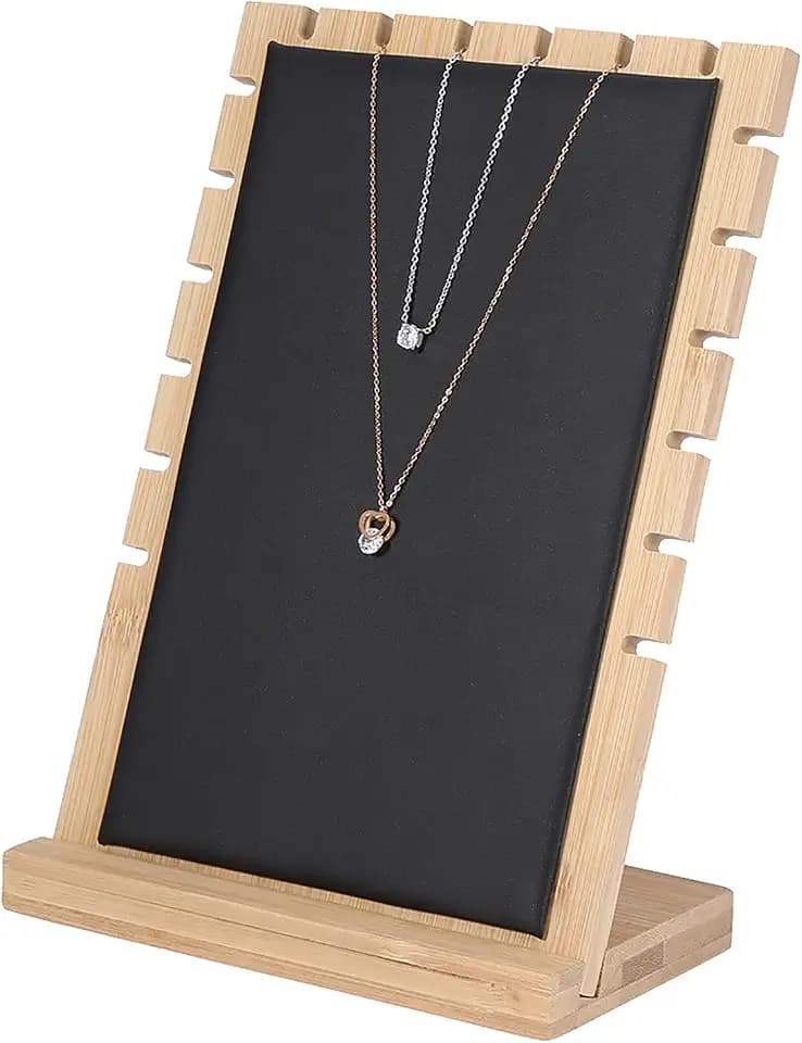 Halsketten-Schmuckständer aus hochwertigem Holz, zerlegbarer Aufbewahrungshalter für Halsketten und Armbänder, schwarz, multifunktionaler Schmuckdisplay-Ständer