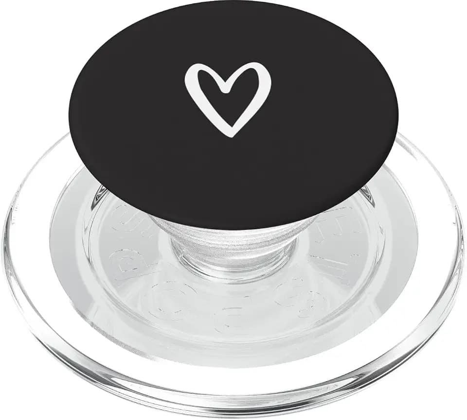 White Heart Love Black PopSockets PopGrip for MagSafe