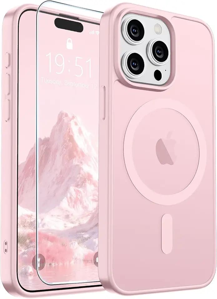 SUPFINE Magnetic for iPhone 15 Pro Case Light Pink