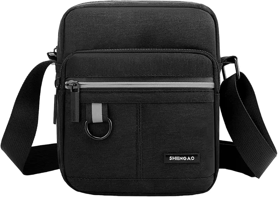 A-QMZL Men Shoulder Bag Messenger Bags Small Canvas Cross Body Bag Casual Travel Phone Bag Handbag with Multiple Pockets for School Working Hiking