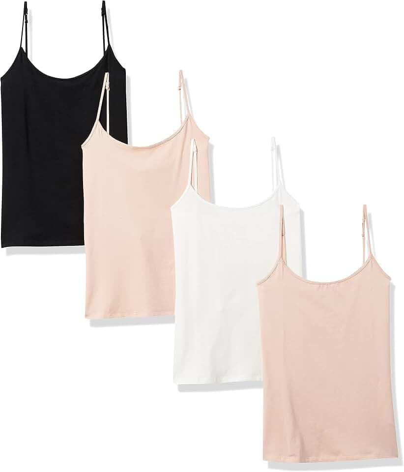Amazon Essentials Women's Slim-Fit Camisole for Layering and Everyday Wear, Pack of 4