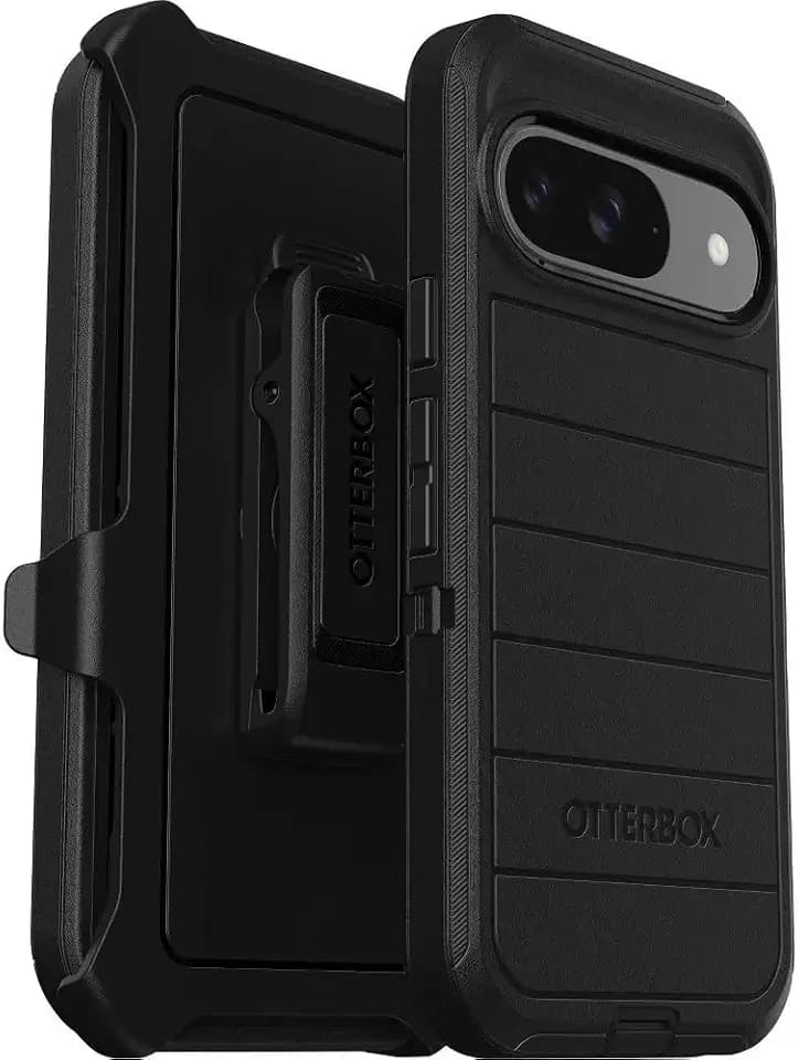 OtterBox Google Pixel 9 & Pixel 9 Pro (Only) - Defender Series Case - Black - Rugged & Durable - with Port Protection - Includes Holster Clip Kickstand - Microbial Defense Protection