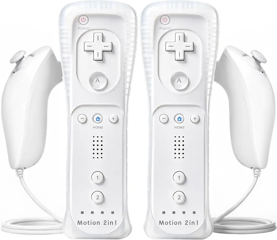 TechKen drahtlose Fernbedienung und Nunchuck,Spiel-Joysticks mit integriertem Motion Plus-Controller für Wii & Wii U 2 Weiß