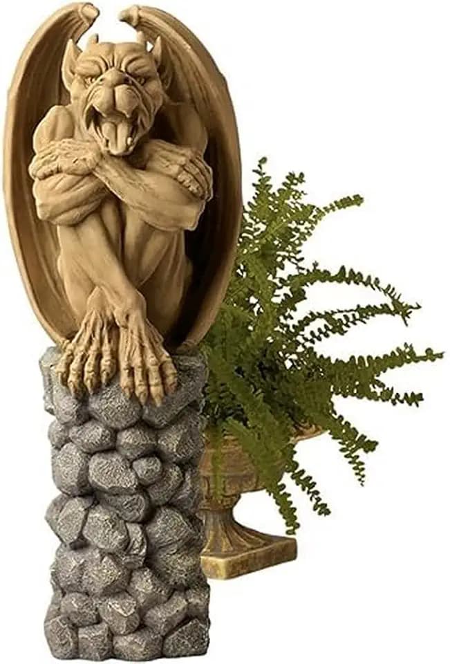 Design Toscano NG33967 Trystan, Gargoyle Sentry of the Night Sculpture,two tone stone