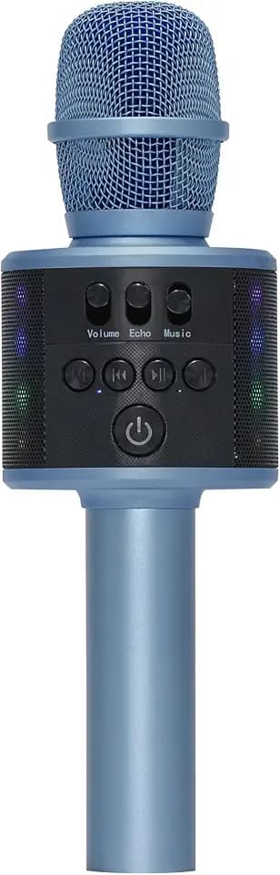 Wireless Bluetooth Karaoke Microphone with Built-in Speakers + HD Recording, Portable Handheld Mic | Blue