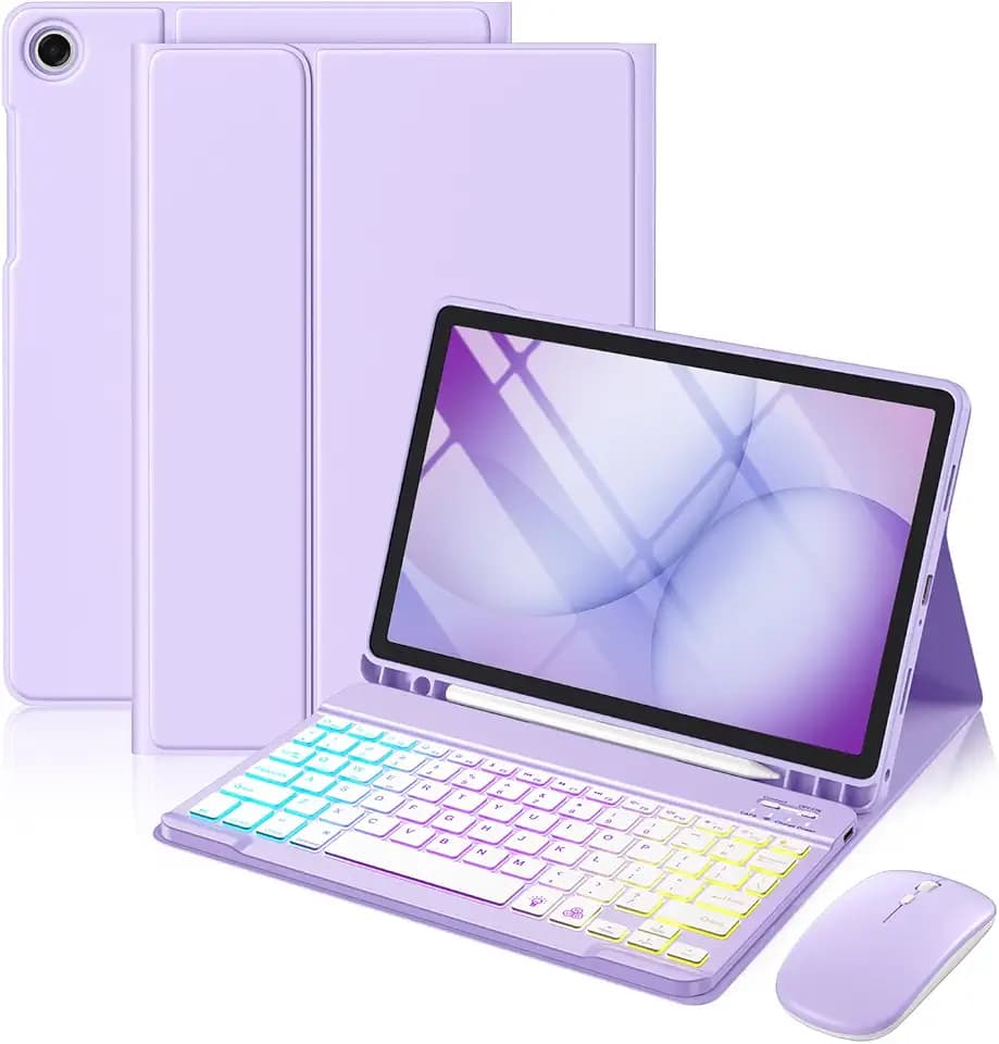 Harvopu for Galaxy Tab A11 Plus/A9 Plus Case with Keyboard-Wireless Mouse