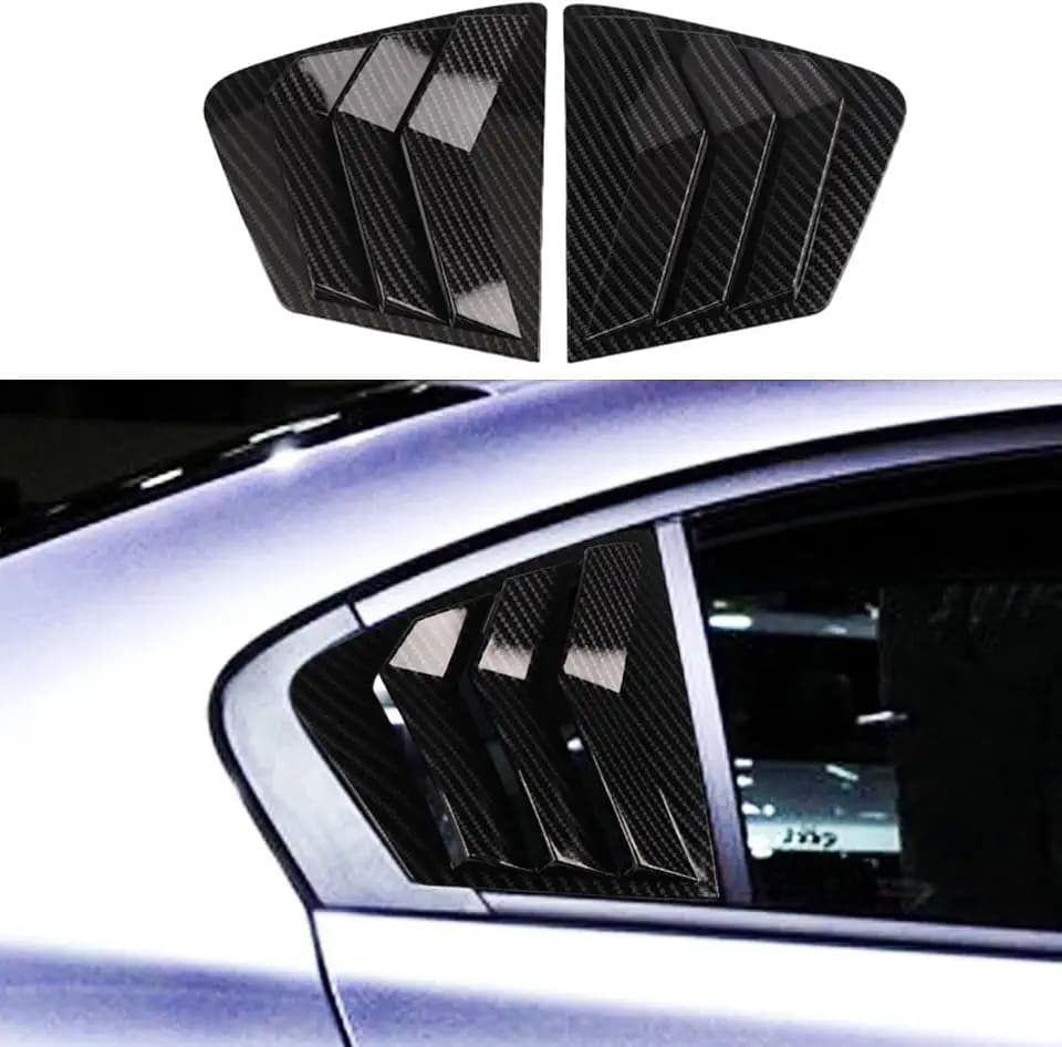 2-pcs for Honda Civic 9th Sedan 2012 2013 2014 2015 Accessories Sporty Car Auto Exterior Shutters Decoration Rear Side Window Louvers Air Vent Scoop Shades Cover Trim Blinds,Carbon Fiber Look