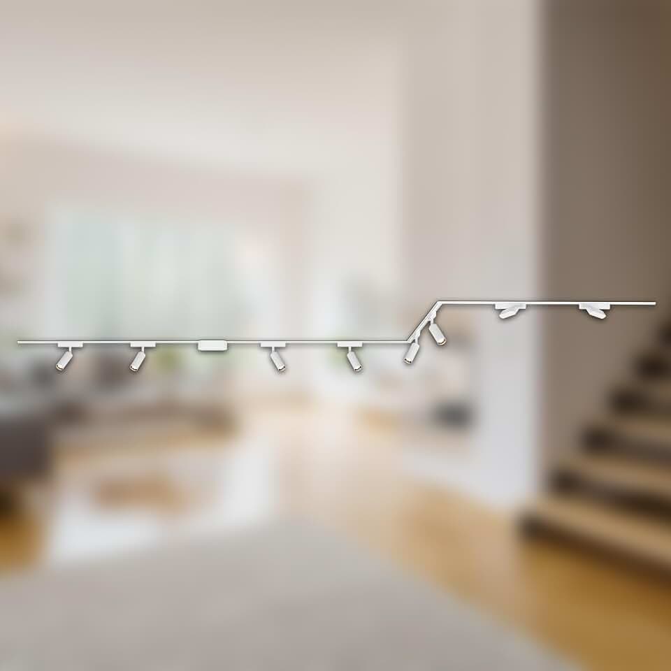 BRILONER - Schienensystem Luxtrail Komplettset, 4x LED Spots, 2x LED Tracklight, U-Form/Z-Form, Lampen, Lichtschienensystem Decke, Strahler Schiene, Deckenlampe, Deckenleuchte, Spotlight, 4m, Weiß