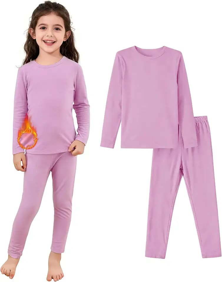 Zando Thermounterzieh-Set für Kinder, 2–6 Jahre, langärmeliges Thermo-Top und Strumpfhosen-Leggings für Kinder