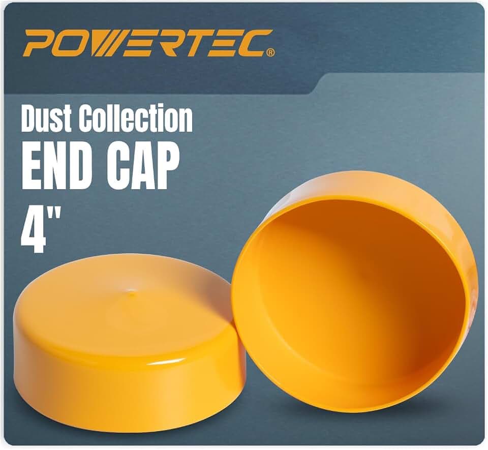 POWERTEC 4" ID Dust Collection End Cap for 4" OD Pipes, Plastic Pipe Cover for Woodworking Dust Systems, 2-Pack (70452-P2V)
