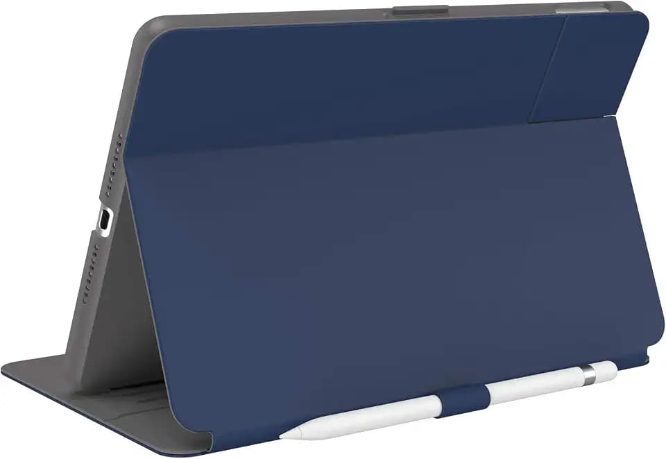Speck Balance Folio Case for iPad 10.2 Inch (2019-2021) - Drop & Camera Protection, Slim Multi Range Stand, Apple Pencil Holder - Arcadia Navy/Moody Grey
