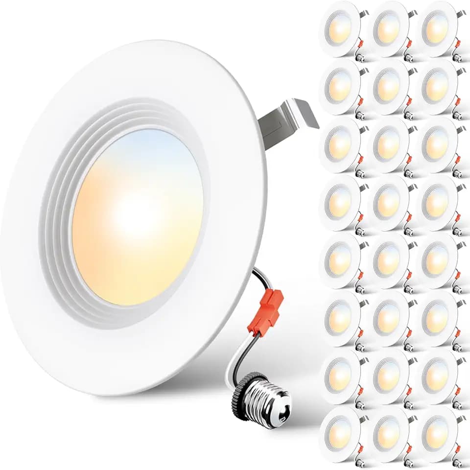 24 Pack 5/6 Inch LED Recessed Retrofit Can Lights, 5CCT Dimmable