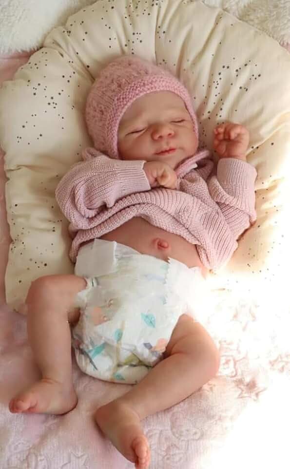 RXDOLL Reborn Baby Puppe Realistische 18 Zoll 45 cm Silikon Vinyl Körper Schlafen Mädchen Handgemachte Real Life Neugeborene Bebe Wasserdicht Weich mit Fütterungsgeschenken