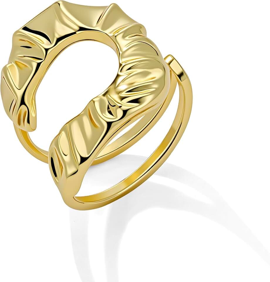 ALEXCRAFT Silber Durchbrochener 14K Vergoldet Verstellbare Ringe für Damen