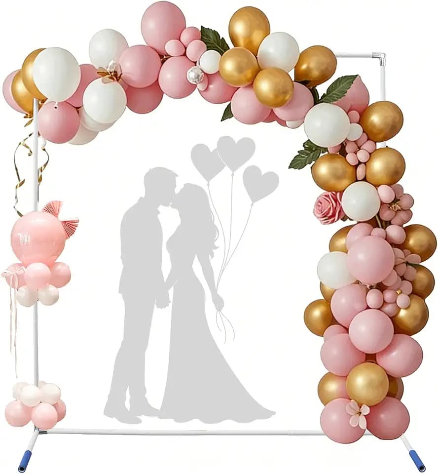 Wedding Arch Backdrop Stand,7x6 FT Metal Arch Backdrop Stand for Ceremony Square Stainless Steel Arched Frame Decoration for Wedding,Birthday,Party,Anniversary,Baby Shower,Garden Decorations