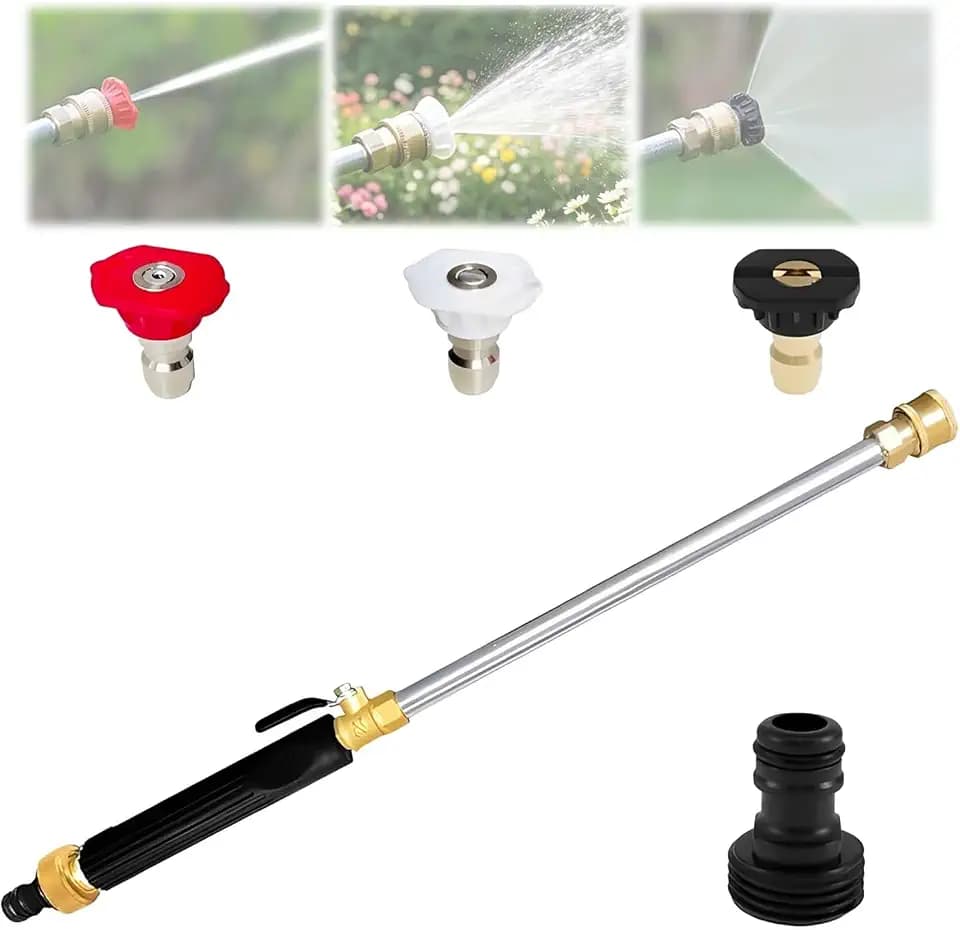 Jet Nozzle Power Washer for Garden Hose, High Pressure Power Washer Wand with 3 High-Pressure Nozzles, Garden Hose Jet Nozzle & Pressure Washer Hose Adapter for Patio Garden Outdoor Cleaning (Black)