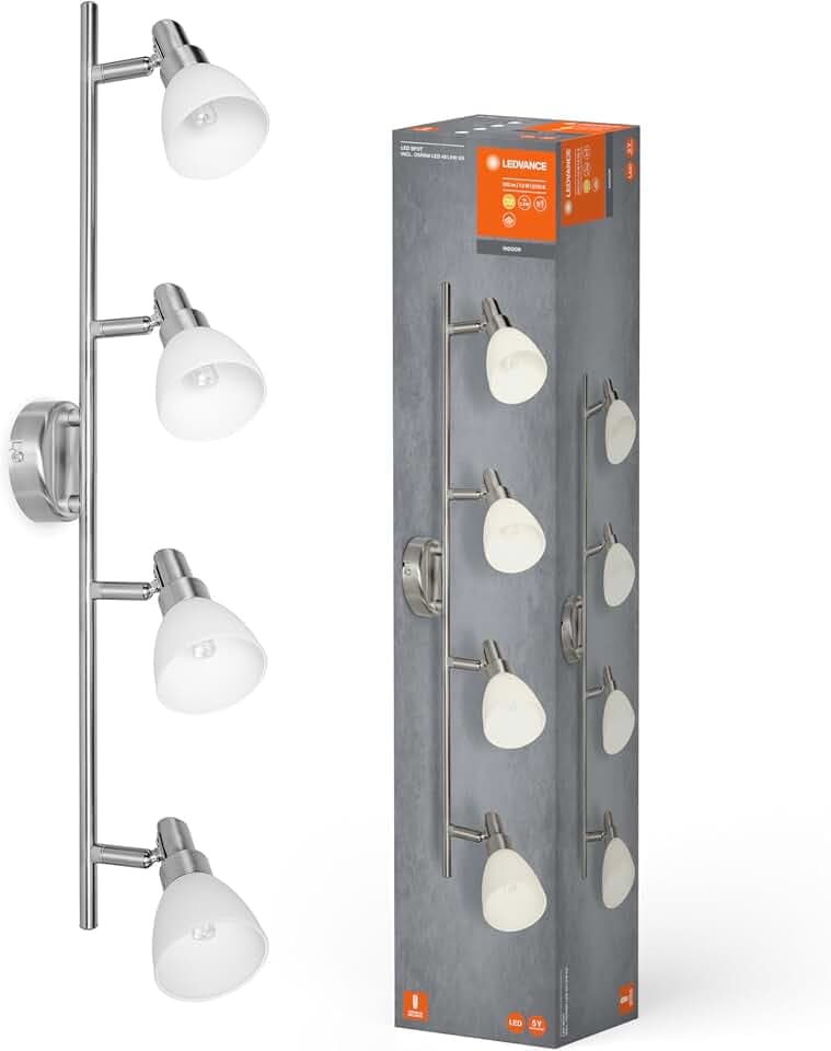 LEDVANCE LED Spotlight, 4-flammiger hochwertiger Spotstrahler aus Aluminium, geeignet für Wand und Decke Innen, austauschbare 2W G9-Leuchtmittel enthalten, Warmweiß (2700K), LED SPOT G9 4x2W