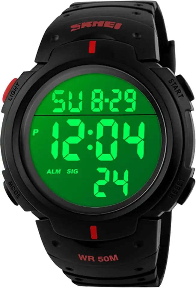 Herren Digital Uhren,50 m Wasserdicht Freizeit Outdoor Armbanduhr mit Wecker Stoppuhr, Läuft mit LED - Digitaluhren für Männer.