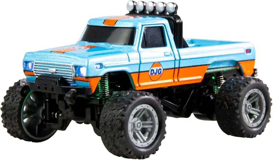 RC-Monstertruck Die Cast 1:64 RTR blau/orange, mit Pistolenfernsteuerung