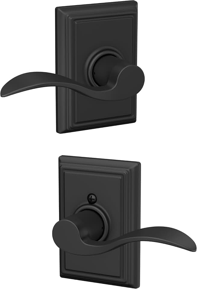 SCHLAGE F10 ACC 622 ADD Akzent-Türdrücker mit Addison-Zierleiste Durchgangsgriff für Flur und Schrank, Mattes Schwarz, Passage