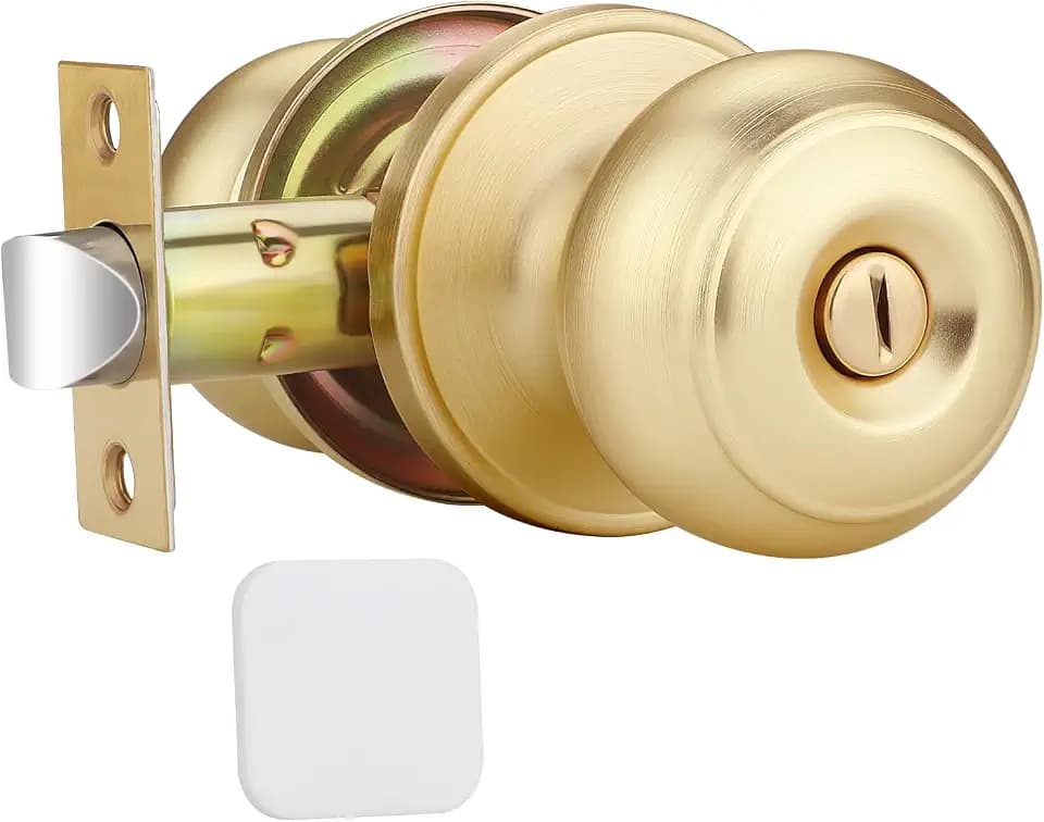 EHOMEWARE 10 Pack Brushed Gold Door Knobs, Privacy Door Knob Interior
