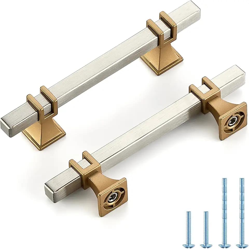 HOME EDIT Brushed Nickel&Gold Pulls Cabinet Handles 3-3/4 Inch 5 Pack