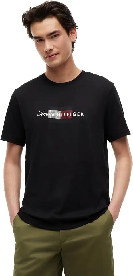 Tommy Hilfiger Men's Short Sleeve Cotton Crewneck Graphic T-Shirts with Script Logo, Also Available in Big and Tall
