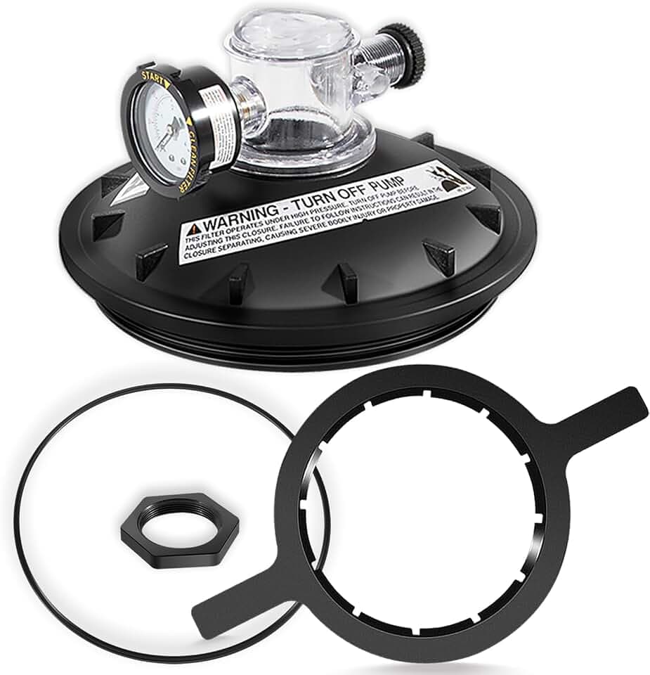154856 8-1/2" Buttress Thread Filter Closure Replacement Kit for Triton II TR100/TR140, TR100C/TR140C, Triton C-3 Pool Sand Filters – Includes Lid, PSI Gauge, Air Relief Valve, Wrench & O-Rings