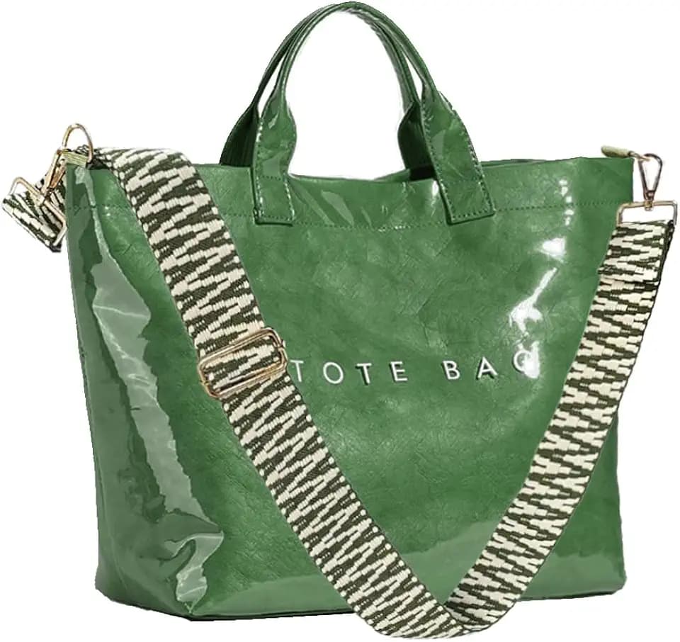 KAMEILONG Women's Large PVC Tote Bag Letters Print Handbags Paper Shoulder Bag Clear Shopping Hobo Bag