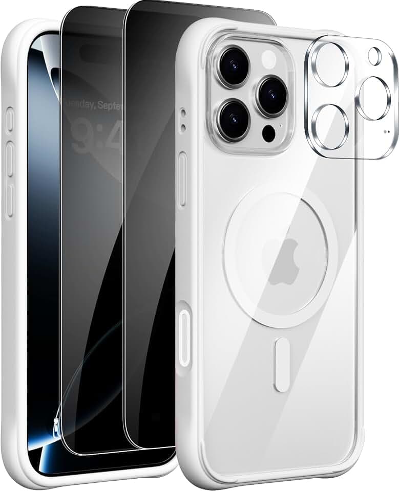 X-level für iPhone 16 Pro Max Hülle für MagSafe, Harte Klar Zurück, Weiß