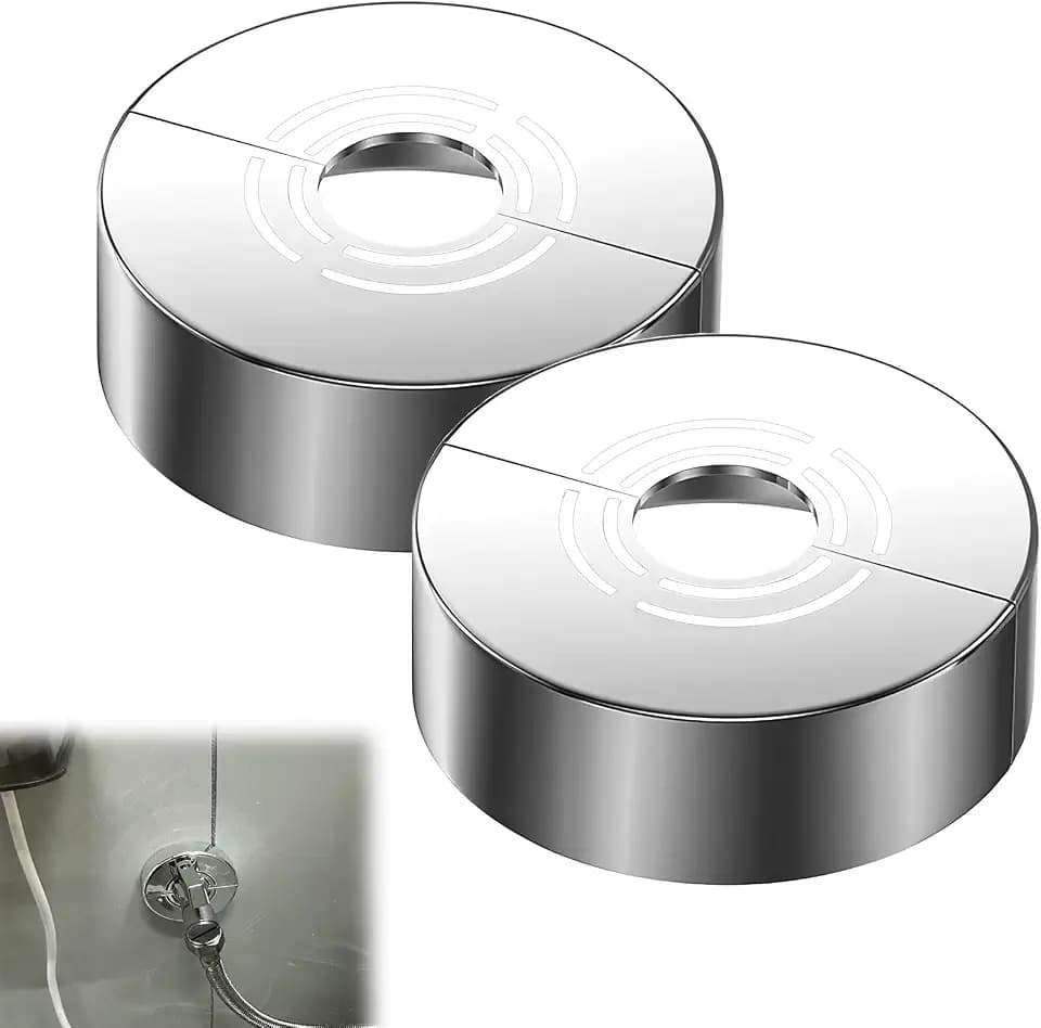 2 Stück Duscharmatur Rosette 3 Größen in 1, Abdeckrosette Geteilt für Ø 21mm/26mm/33mm, Hochwertiges ABS, Chrom-Finish, Universell für Wasser- und Heizungsrohre, Einfache Montage (60x20 mm),Silber
