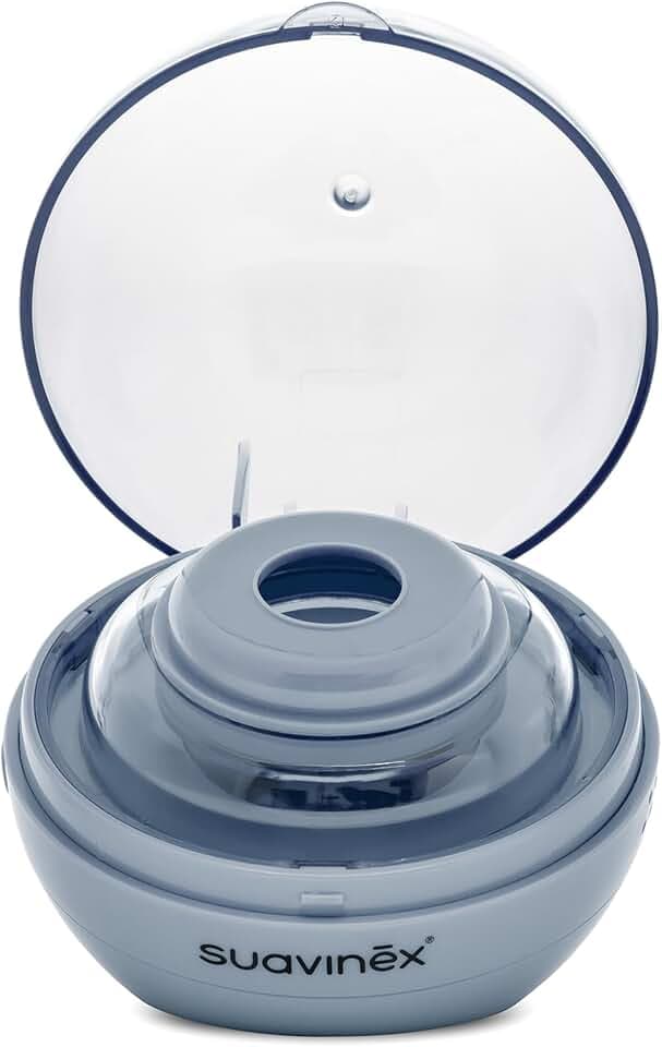 Suavinex, Tragbarer Schnuller Sterilisator mit UV-Licht, Beseitigt 99% der Keime in 3 Minuten, Batterie- oder USB-betrieben, Sicher, Ohne chemische Mittel, Ideal für unterwegs und Reisen, Duccio Blau