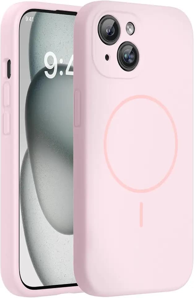 Miracase Silicone & Magnetic for iPhone 15 Case, Sand Pink