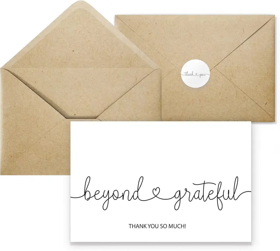 Paper Play Thank You Cards with Envelopes Beyond Grateful, Bulk Pack of 20