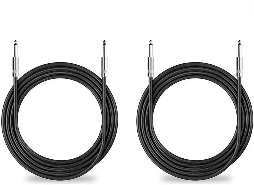 2 Pack 25 Ft 1/4" to 1/4" Inch TS Speaker Cable True 12 AWG for DJ PA