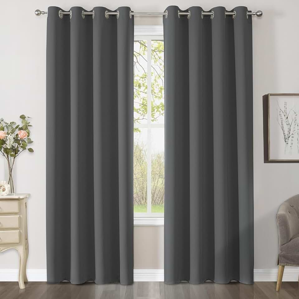 CUCRAF Verdunklungsvorhänge Thermovorhang Kälteschutz 2er Set H160 x B117cm Vorhänge mit Ösen Dunkelgrau Vorhang Blickdicht Weich und Langlebig Schallschutz Vorhang für Schlafzimmer Wohnzimmer