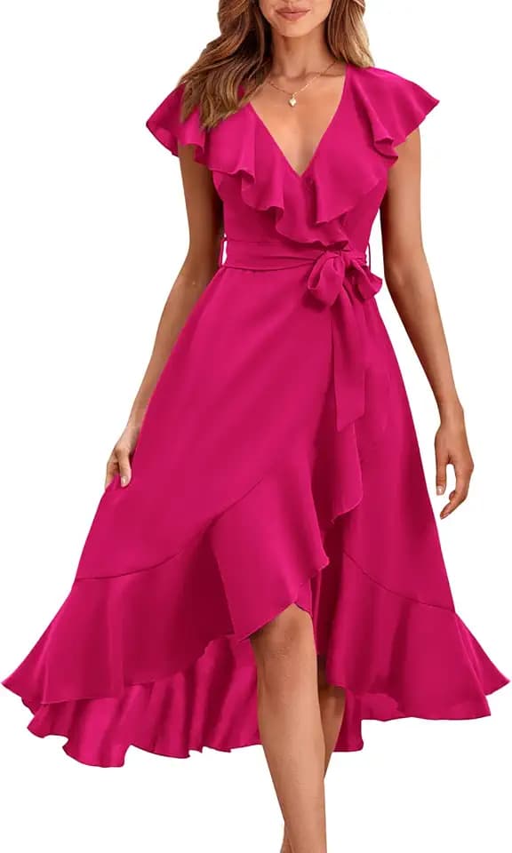 PRETTYGARDEN Damen Ruffle Sleeve Summer Dresses for Women Lässiges Kleid