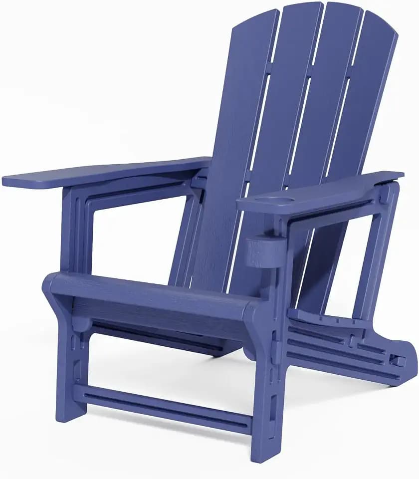 Adirondack Chair, All Weather Plastic Adirondack Chairs, Fire Pit Chairs with Cup Holder, Outdoor Lawn Chair for Patio, Garden, Backyard, Navy Blue