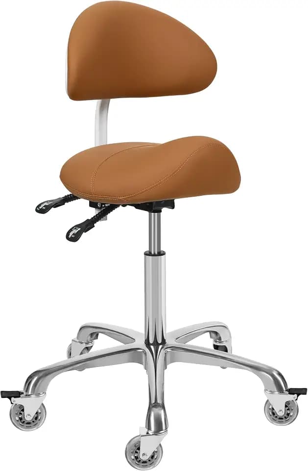 Saddle Stool Chair with Back Support, Rolling Stools with Wheels
