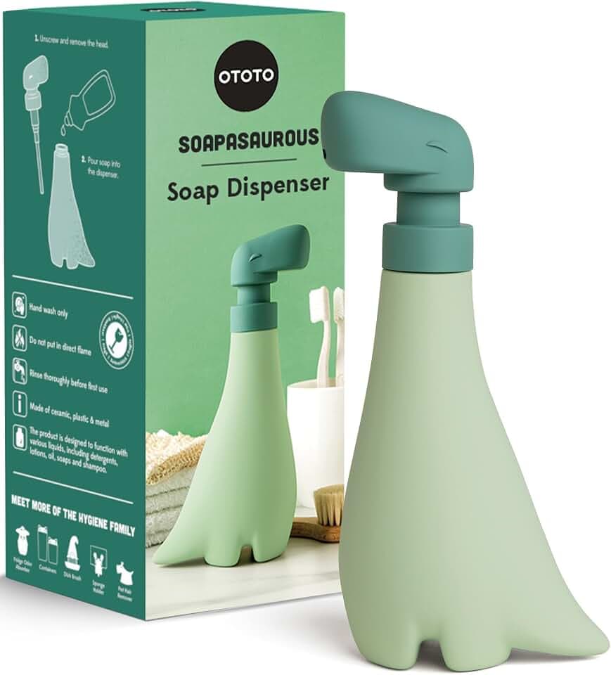 OTOTO soapasaurous Dino seifenspender handseifenspender niedlich Badezimmer Accessoires flüssigseifenspender Dinosaurier süßes küchenzubehör Geschenke für Kinder