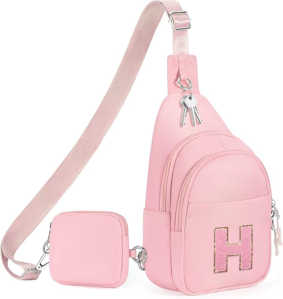 Initial Fanny Pack for Teen Girls Cute Crossbody Bag Small Sling Purse Personalized Birthday Gift for Girls 6-14 Years Old