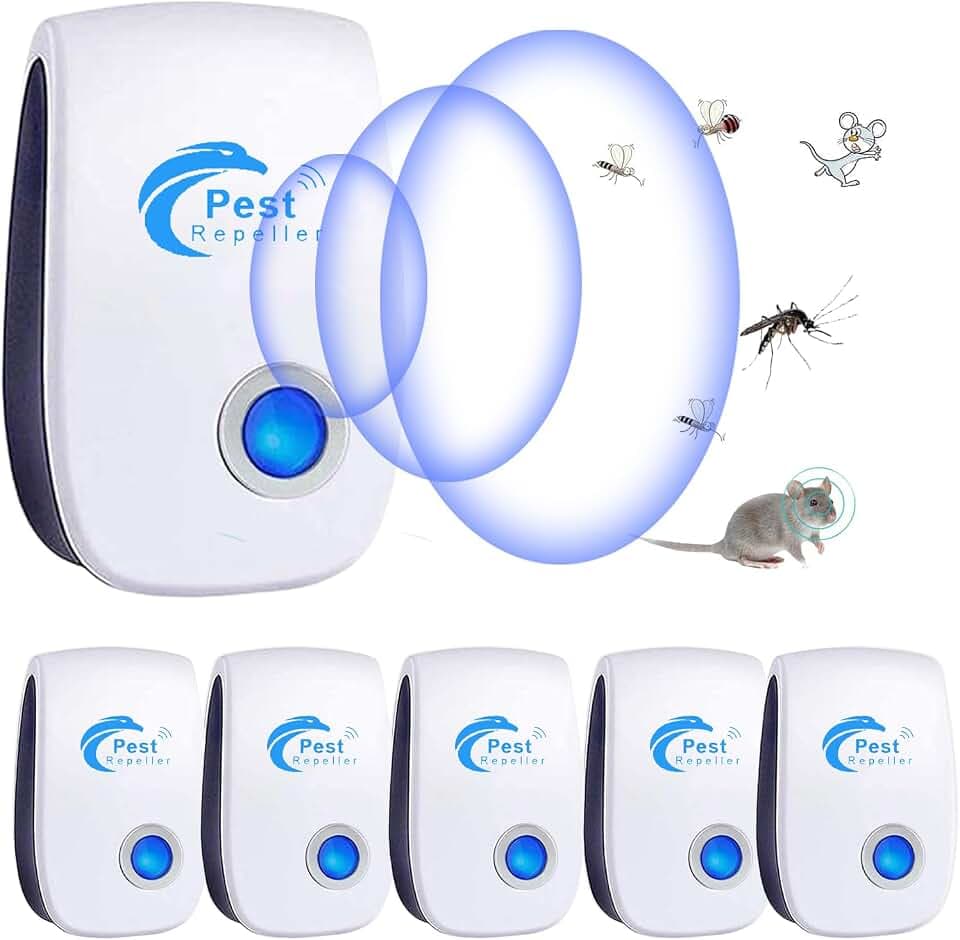 Ultraschall Schädlingsbekämpfer, 6 Stück Elektronische Insektenschutzmittel & Moskitoschutz Innenräumen, Pest Control Repeller für Moskito, Kakerlake, Mäuse, Spinnen, Fliegen