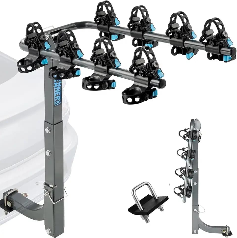 Premium 4-Bike Hitch Rack 240 lbs Load, Dual Locking Car Bike Hitch Carrier