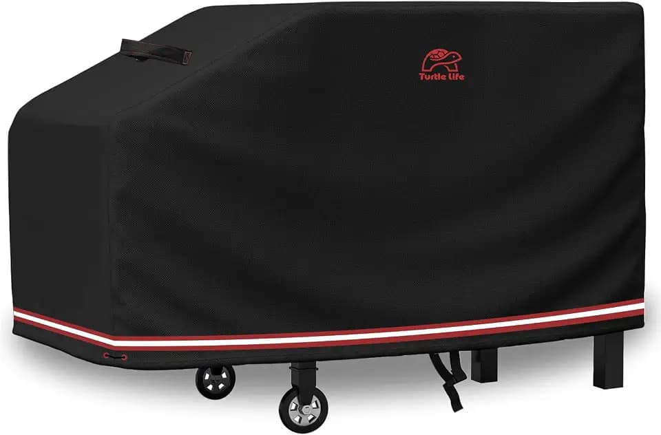 Turtle Life Grill Griddle Cover, Heavy Duty Flat Top Gas Smoke Grill Cover for 28" Blackstone Cooking Station, Medium, Black, 46" Wx24 Dx26 H