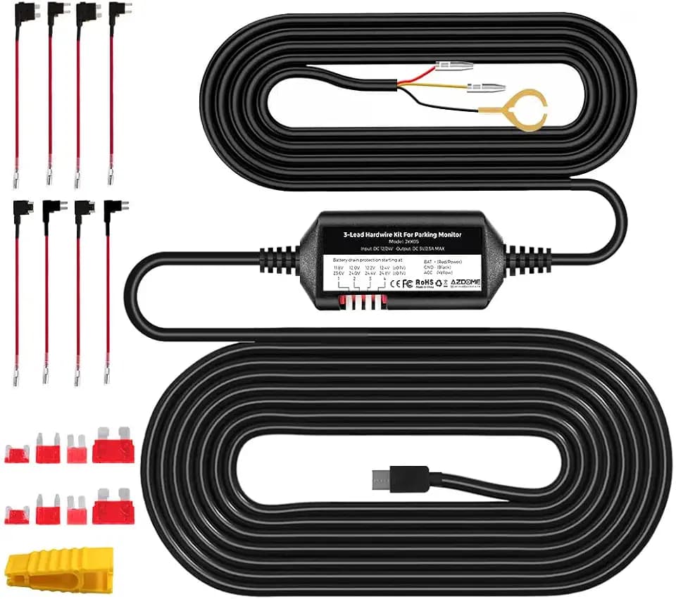AZDOME 3-Lead Acc Hardwire Kit Type-C USB Port, 12ft