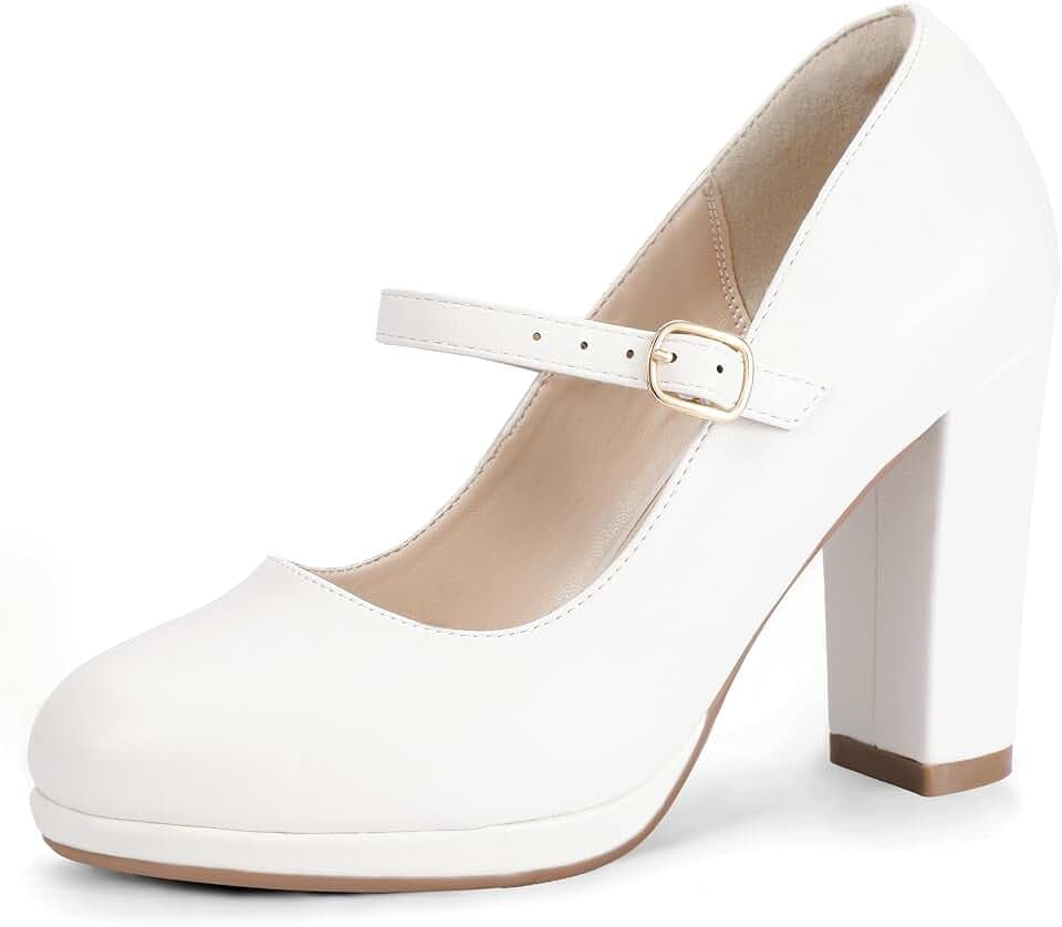 IDIFU Mary Jane Shoes Platform High Chunky Block Closed Toe Heels
