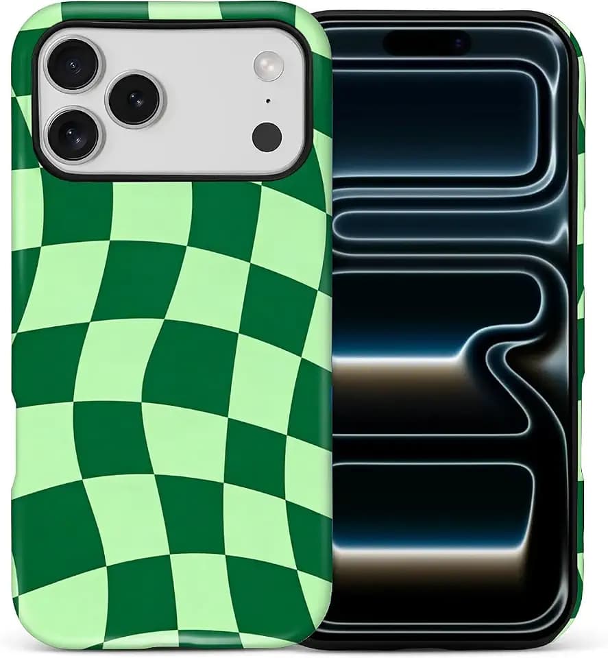 CARLOCA Compatible with iPhone 17 Pro Max 18 Pro Max Full Body Matte Case for Girl Boy Hard Shell Shockproof Fashion Pattern Green Grass Seamless Geometric Checkered