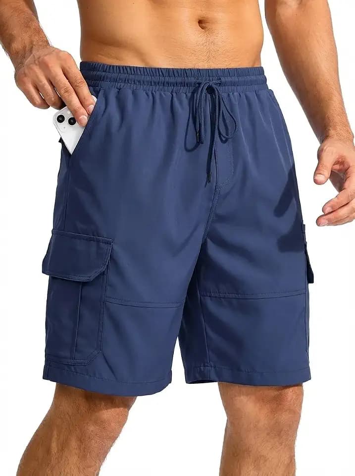 Uni Clau Men's Elastic Waist Cargo Shorts 6 Pockets Utility Hiking Shorts