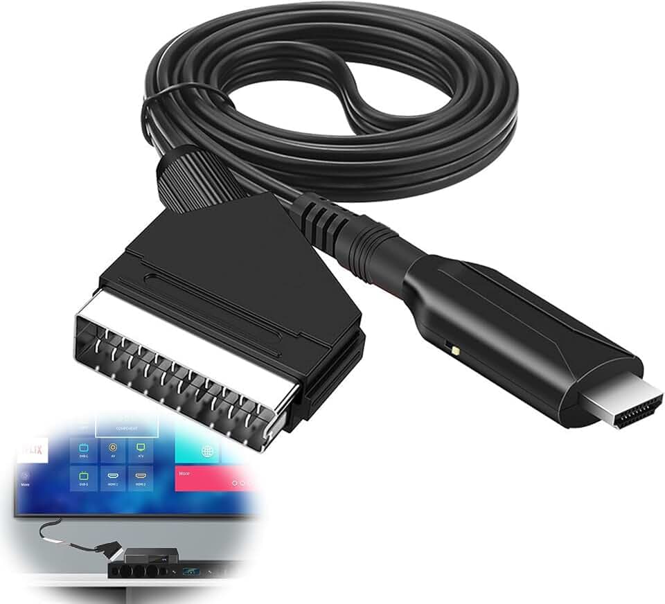 Nizirioo SCART zu HDMI Kabel: All in One Konverter, Adapter für Full HD 1080P/720P Video und Audio Wandler für HDTV, STB, VHS, Xbox, PS3, Sky, DVD, Blu-Ray